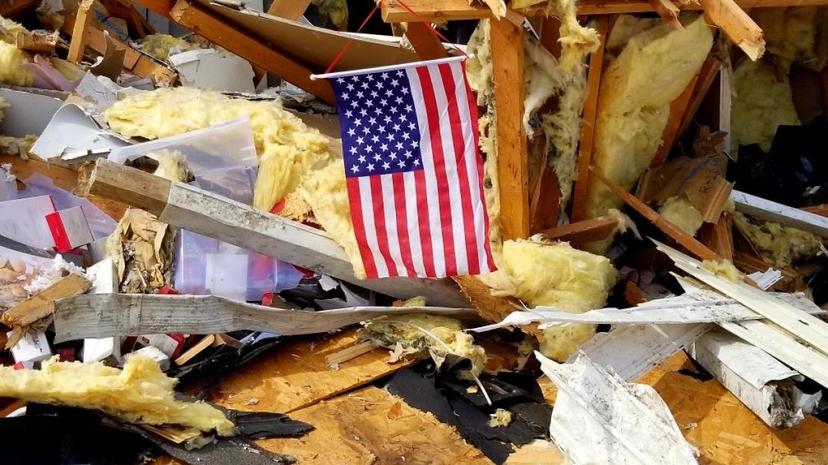 Flag is damages pile